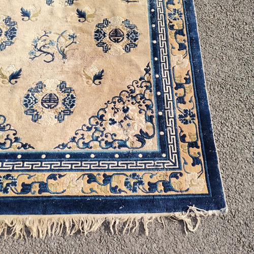 272 - Chinese blue and cream silk rug - 154cm x 251cm