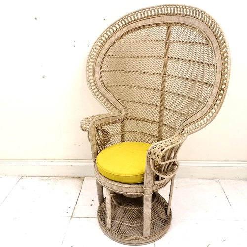 278 - Mid century rattan 'Emmanuelle' Peacock chair with later seat cushion - some small losses 113cm wide... 