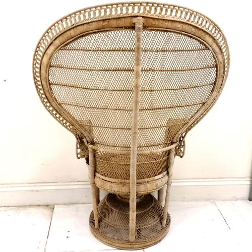 278 - Mid century rattan 'Emmanuelle' Peacock chair with later seat cushion - some small losses 113cm wide... 