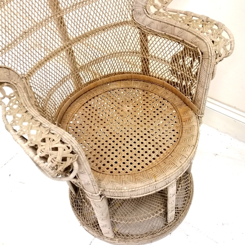 278 - Mid century rattan 'Emmanuelle' Peacock chair with later seat cushion - some small losses 113cm wide... 