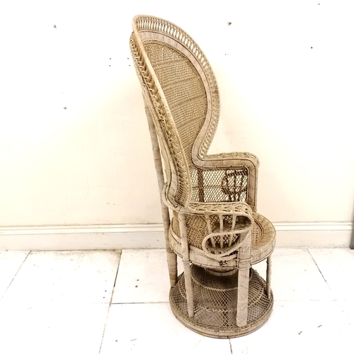 278 - Mid century rattan 'Emmanuelle' Peacock chair with later seat cushion - some small losses 113cm wide... 