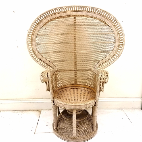 278 - Mid century rattan 'Emmanuelle' Peacock chair with later seat cushion - some small losses 113cm wide... 