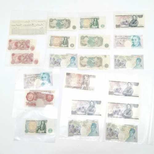 285 - Qty of GB banknotes from 10/- to £10 face value + 1890 London & Westminster Bank cheque for £15