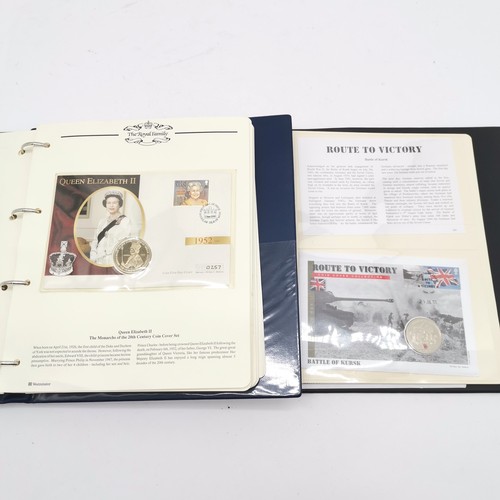 287 - 22 x coin covers & FDC's in 2 albums inc Route to Victory & Royal family