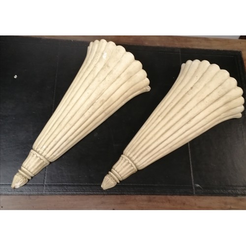 290 - Vintage pair of fluted classical style plaster uplighters - 62cm x 33cm with some losses