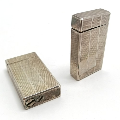 316 - Pair of silver plated Colibri molectric gas lighters - 5.8cm x 3cm & 1 has slightly sprung lid other... 