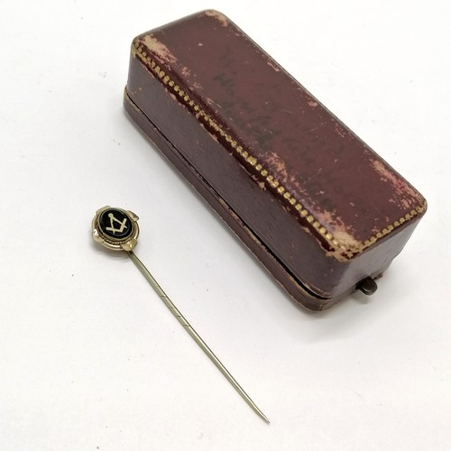 324 - Antique Masonic gilt metal tie pin in original retail box (9cm)