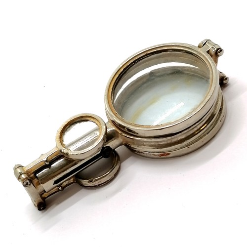 325 - Antique novelty pocket binocular / magnifier with folding mechanism - length closed 8.4cm