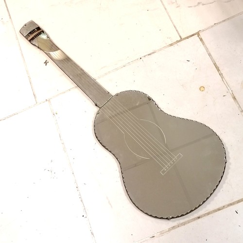 340 - Novelty mid century guitar shape wall mirror 101cm long x 36cm - in good used condition