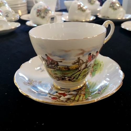 230 - Hunting theme qty of porcelain dinner / teaware ~ Regency, F R Gray & Sons (Aldridge) etc ~ largest ... 
