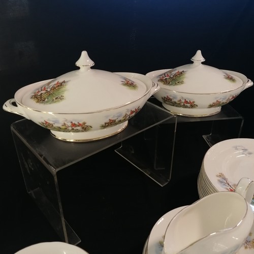 230 - Hunting theme qty of porcelain dinner / teaware ~ Regency, F R Gray & Sons (Aldridge) etc ~ largest ... 