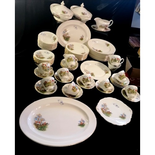 230 - Hunting theme qty of porcelain dinner / teaware ~ Regency, F R Gray & Sons (Aldridge) etc ~ largest ... 