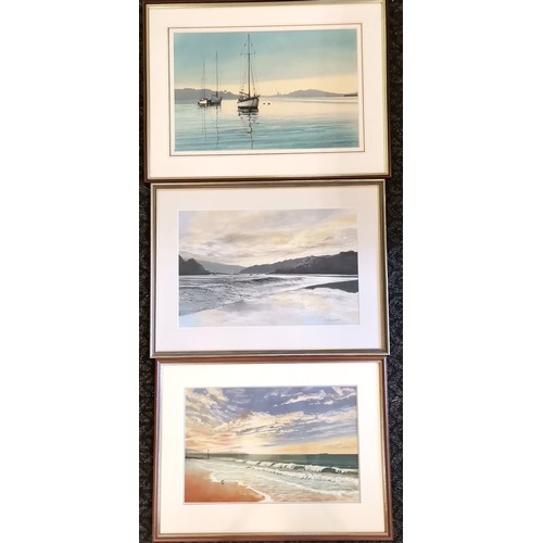 3 x signed paintings ~ 2 by Kenneth Mortimer (inc pastel of Cornish ...