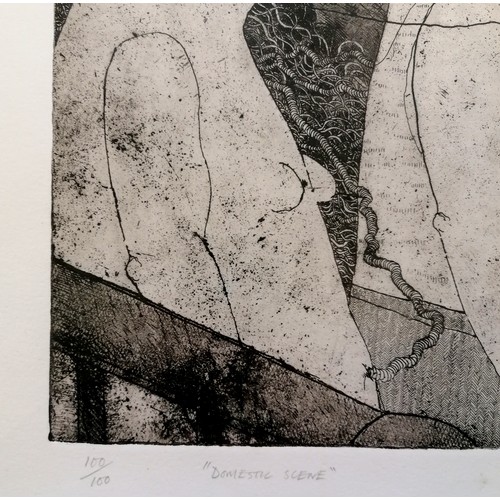 5 - Marcus Rees Roberts (b.1951) signed etching 'Domestic Scene' from a ltd ed of 100 (NOTE : #100/100) ... 