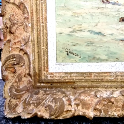 7 - Giovani signed 1940 dated large palette knife oil on board of a gypsy encampment - original continen... 