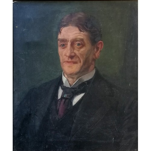 9 - Portrait oil on canvas of a gentleman unsigned - framed 70cm x 60cm