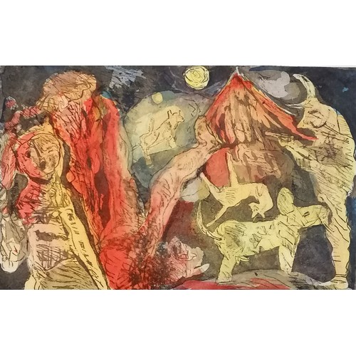 12 - 2 x abstract etchings (1 coloured) - 39cm x 28.5cm