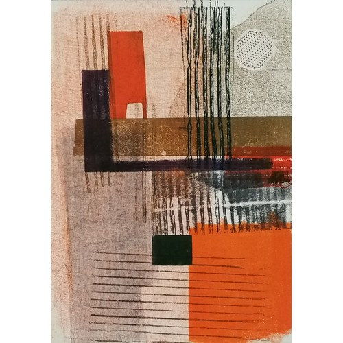 14 - Mounted abstract print in orange / black colouration - mount 38cm x 54.4cm