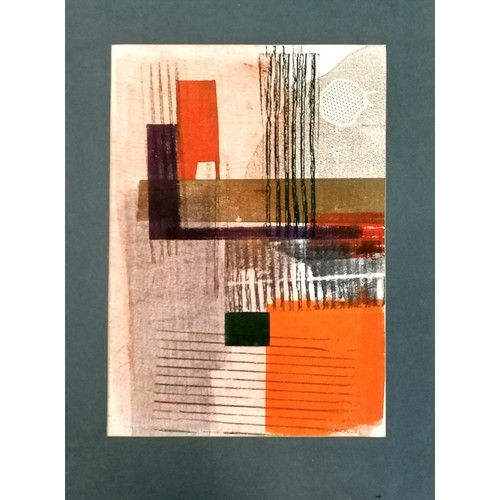 14 - Mounted abstract print in orange / black colouration - mount 38cm x 54.4cm