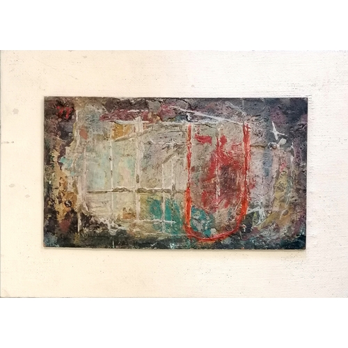21 - Mid century abstract signed painting mounted on board - 42cm 29cm