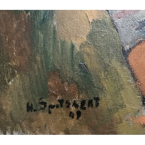 23 - Henri Spitsaert (1928-1974) French artist dated 1949 oil on canvas portrait of a pretty girl 'Jeune ... 