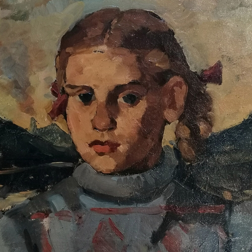 23 - Henri Spitsaert (1928-1974) French artist dated 1949 oil on canvas portrait of a pretty girl 'Jeune ... 