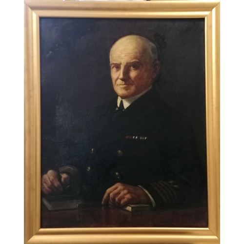 28 - Large antique portrait oil on canvas of a Naval admiral signed indistinctly Frank ? and dated 1924 -... 