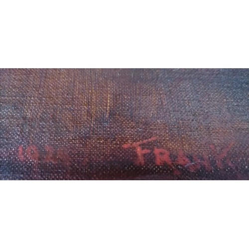 28 - Large antique portrait oil on canvas of a Naval admiral signed indistinctly Frank ? and dated 1924 -... 