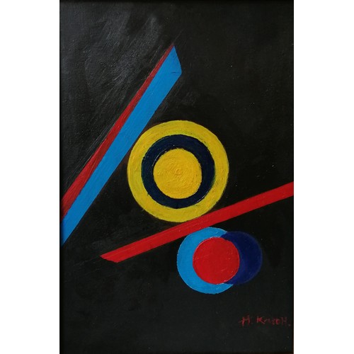 30 - Abstract oil on canvas indistinctly signed - frame 49cm x 36cm