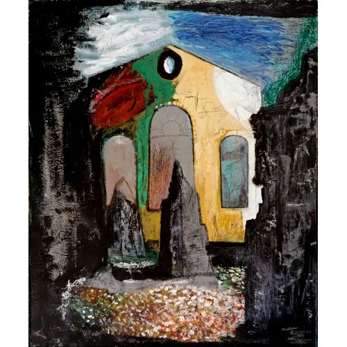 31 - After John Piper oil painting on canvas with annotation to reverse Newgate, London The Burning Chris... 