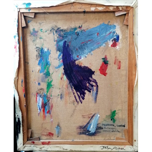 31 - After John Piper oil painting on canvas with annotation to reverse Newgate, London The Burning Chris... 