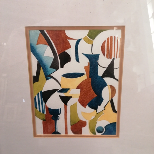 32 - Original Lucy Beecham abstract watercolour signed - framed 46cm x 39cm