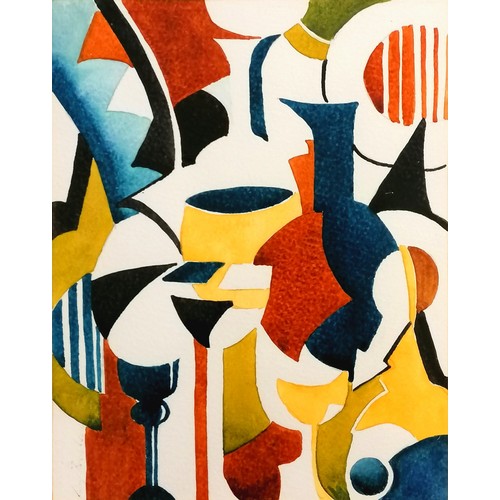 32 - Original Lucy Beecham abstract watercolour signed - framed 46cm x 39cm