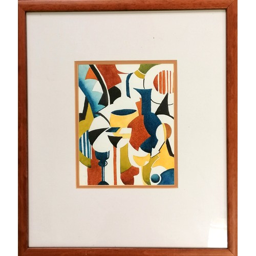 32 - Original Lucy Beecham abstract watercolour signed - framed 46cm x 39cm