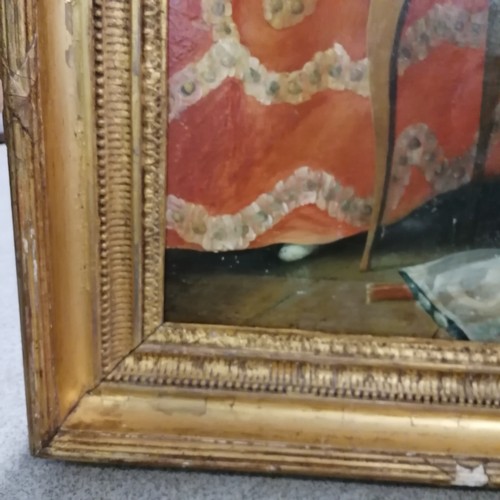 42 - Large antique Victorian oil on canvas painting after François-Hubert Drouais (1727-75) of 3 children... 