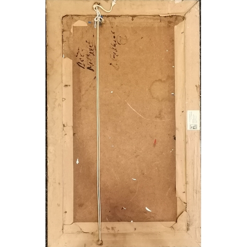 47 - Mid century abstract oil painting signed with annotation to reverse - frame 54cm x 87cm.