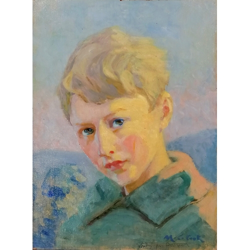 50 - Francis Herbert Benedict Plowden (1914-28) oil portrait study by M C Cook - 42.5cm x 31.5cm ~ Franci... 