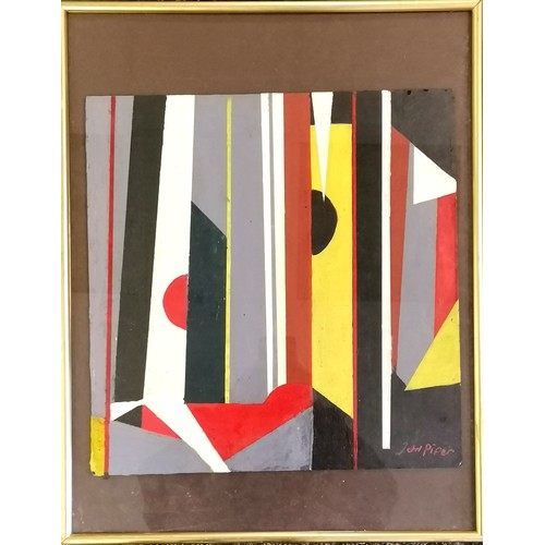 58 - Abstract oil painting on board signed John Piper - displayed in a frame 54cm x 42.5cm
