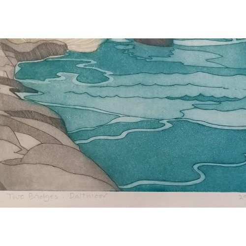 63 - John Brunsdon (1933-2014) signed engraving of 'Two bridges : Dartmoor' from a ltd ed of 150 - frame ... 