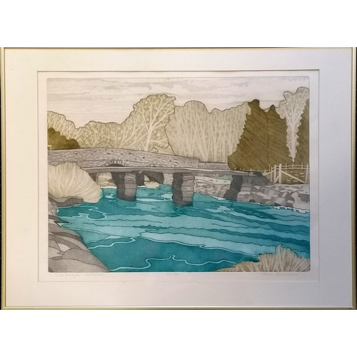 63 - John Brunsdon (1933-2014) signed engraving of 'Two bridges : Dartmoor' from a ltd ed of 150 - frame ... 