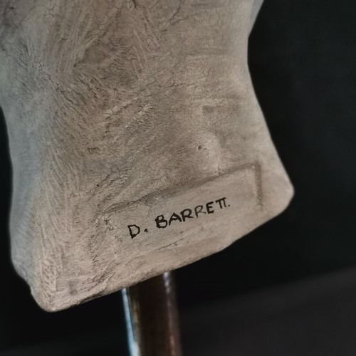 66 - D Barrett 3 x original grotesque plaster sculptures on wooden bases - tallest 84cm