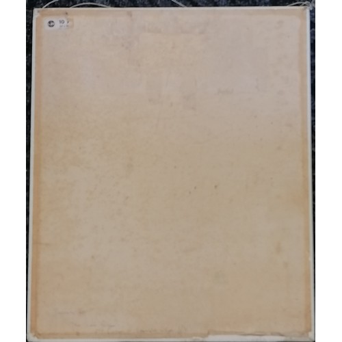 68 - Oil painting on mounted canvas of 2 figures with a bull (beast of burden) signed Marie Katz? - 54.5c... 