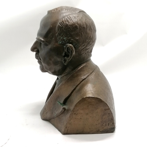 72 - Carl Johan Eldh (1873-1954) bronze bust of a gentleman with H Bergman FUD foundry marks - 48cm high ... 