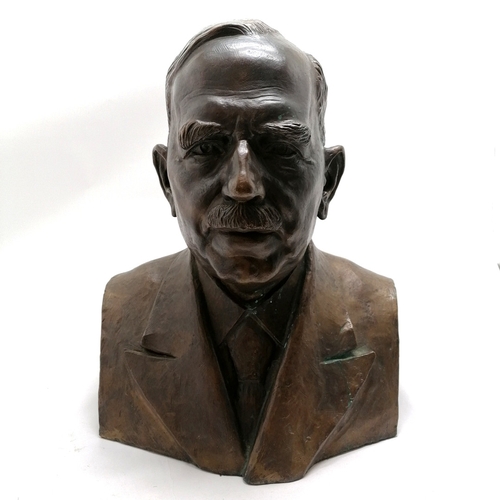 72 - Carl Johan Eldh (1873-1954) bronze bust of a gentleman with H Bergman FUD foundry marks - 48cm high ... 
