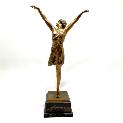 73 - Otto Hoffmann (1885-1915) original bronze cast figure of a classical female dancing on a squared mar... 
