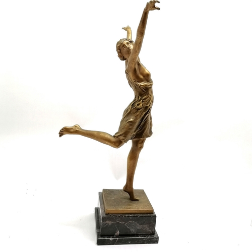 73 - Otto Hoffmann (1885-1915) original bronze cast figure of a classical female dancing on a squared mar... 