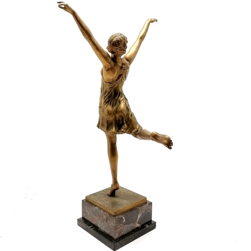 73 - Otto Hoffmann (1885-1915) original bronze cast figure of a classical female dancing on a squared mar... 