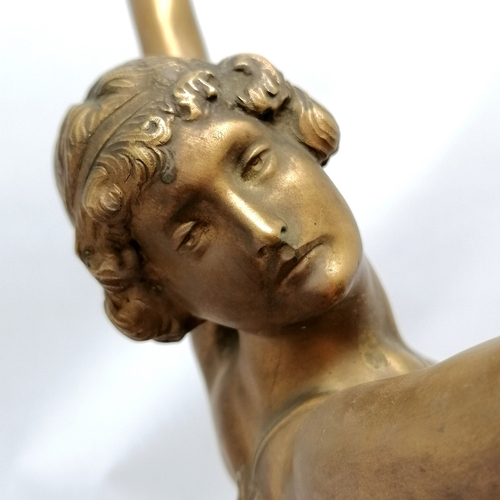 73 - Otto Hoffmann (1885-1915) original bronze cast figure of a classical female dancing on a squared mar... 