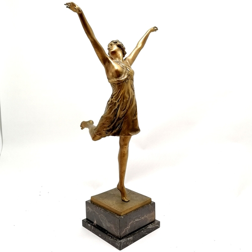 73 - Otto Hoffmann (1885-1915) original bronze cast figure of a classical female dancing on a squared mar... 