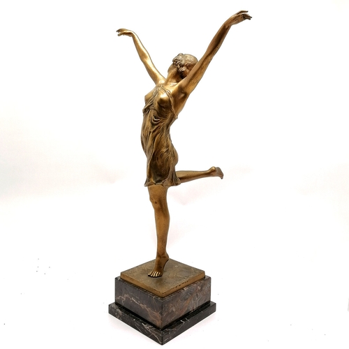 73 - Otto Hoffmann (1885-1915) original bronze cast figure of a classical female dancing on a squared mar... 